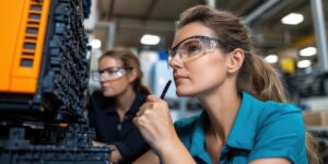 Female Engineer Reviewing Manufacturing Process